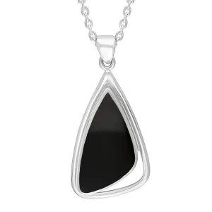 Sterling Silver Whitby Jet Abstract Triangle Necklace D