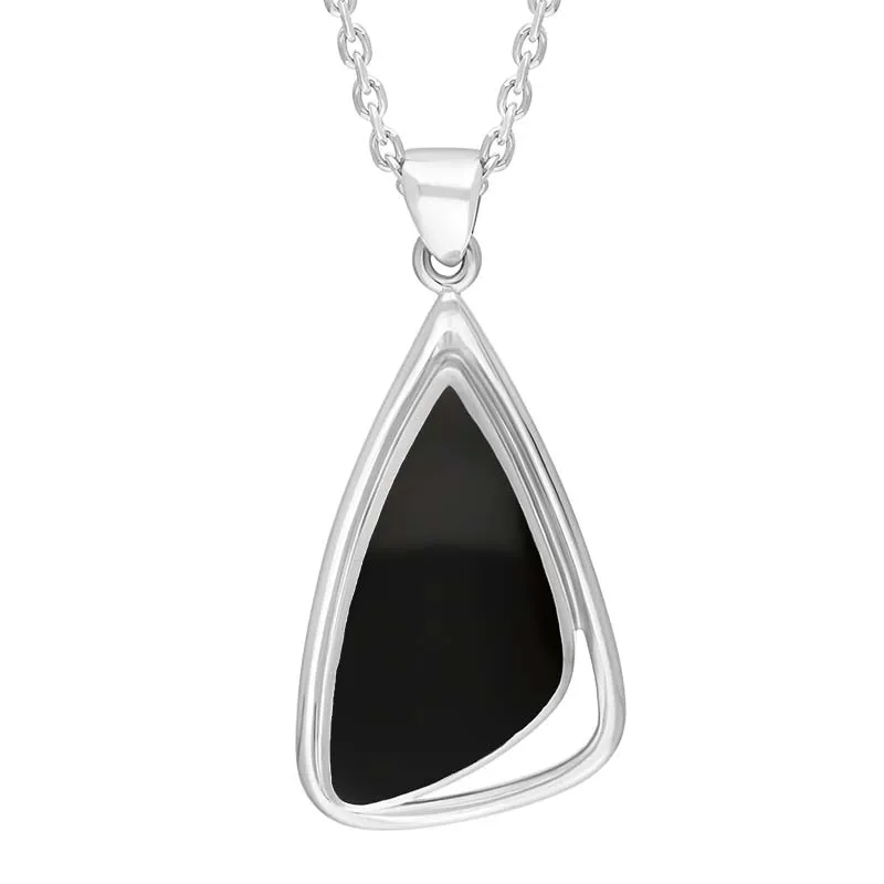 Sterling Silver Whitby Jet Abstract Triangle Necklace D