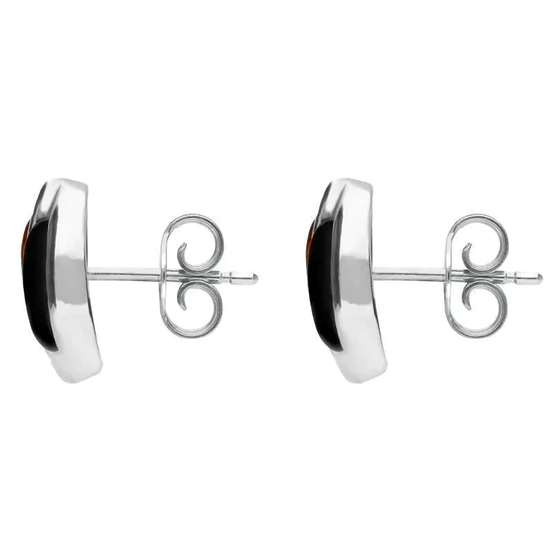 Sterling Silver Whitby Jet Amber Double Stone Stud Earrings