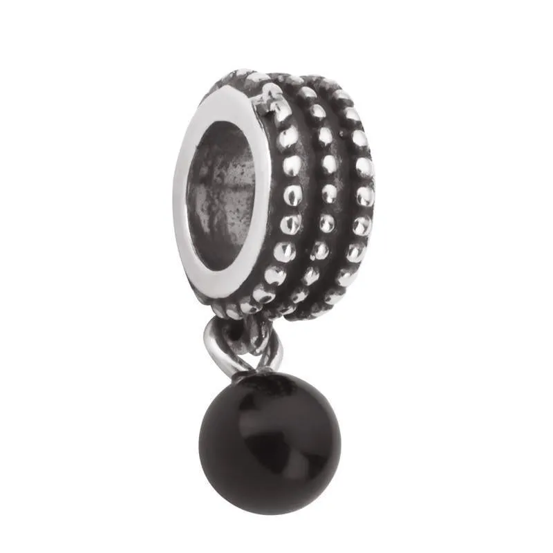 Sterling Silver Whitby Jet Beaded Dropper Charm