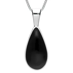 Sterling Silver Whitby Jet Classic Teardrop Necklace