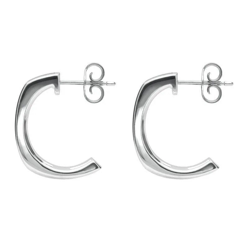 Sterling Silver Whitby Jet Curved Oblong Stud Earrings