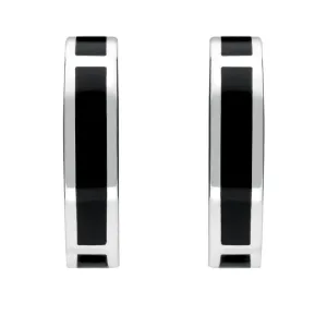 Sterling Silver Whitby Jet Curved Oblong Stud Earrings