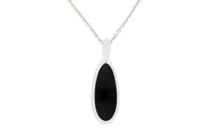 Sterling Silver Whitby Jet Curved Pear Necklace