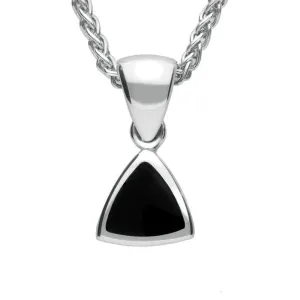 Sterling Silver Whitby Jet Curved Triangle Small Necklace