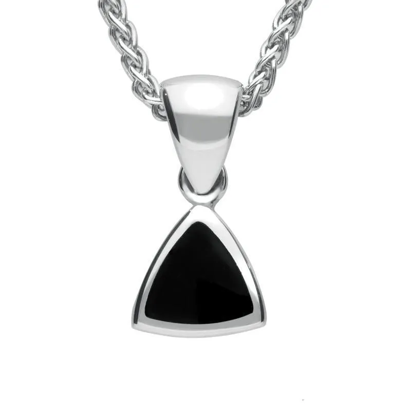 Sterling Silver Whitby Jet Curved Triangle Small Necklace