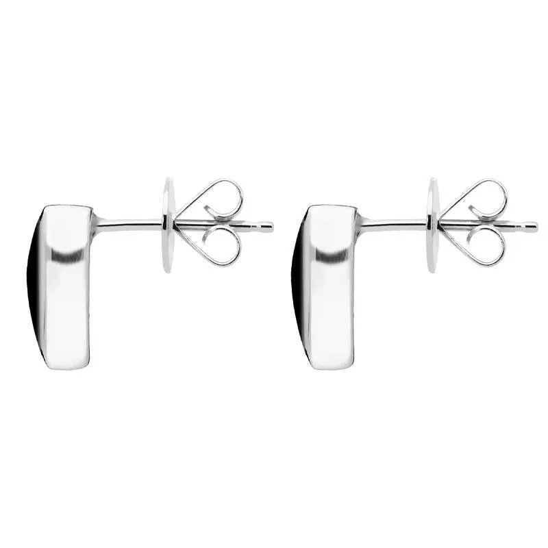 Sterling Silver Whitby Jet Curved Triangle Stud Earrings