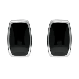 Sterling Silver Whitby Jet Dinky Barrel Stud Earrings
