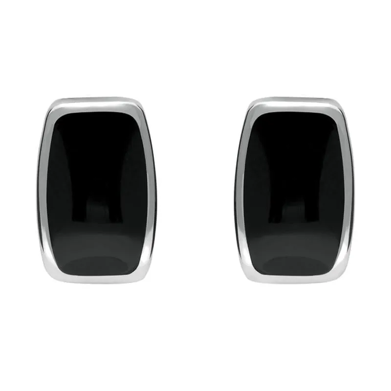 Sterling Silver Whitby Jet Dinky Barrel Stud Earrings