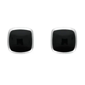 Sterling Silver Whitby Jet Dinky Cushion Stud Earrings
