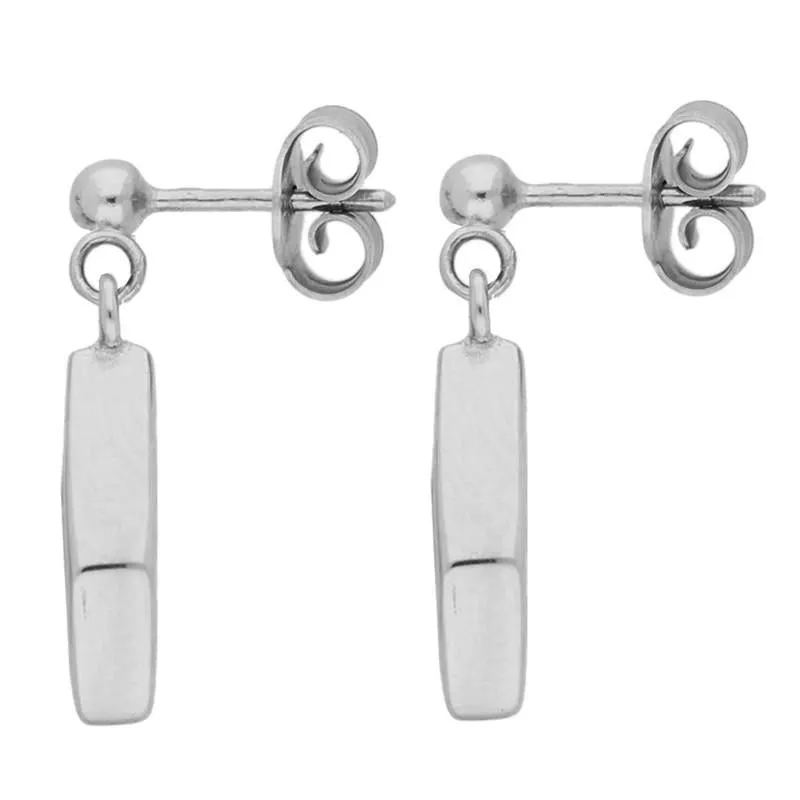 Sterling Silver Whitby Jet Dinky Diamond Drop Earrings