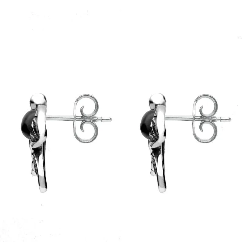 Sterling Silver Whitby Jet Dragonfly Stud Earrings