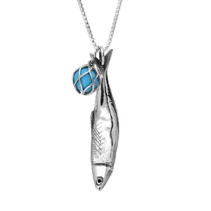 Sterling Silver Whitby Jet Emma Stothard Silver Darling Turquoise Float Charm Necklace