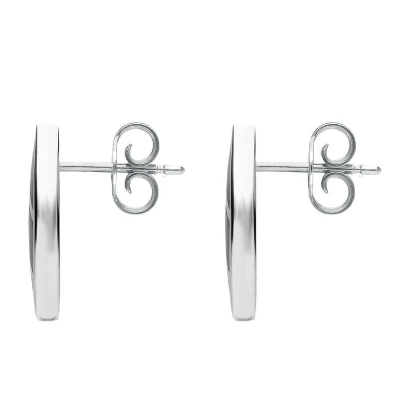 Sterling Silver Whitby Jet Four Stone Leaf Shaped Stud Earrings