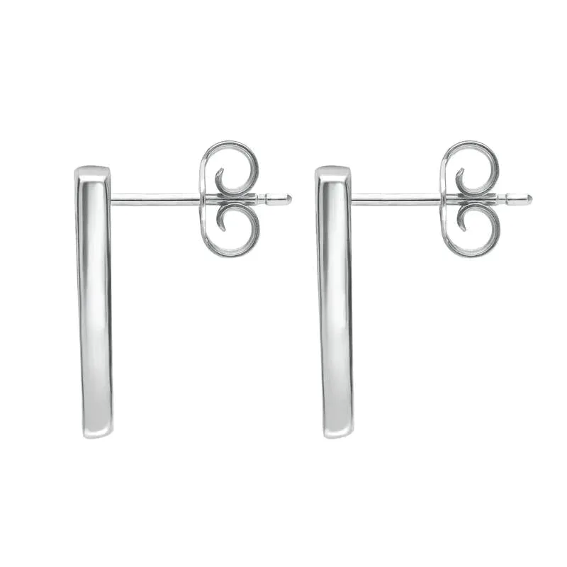 Sterling Silver Whitby Jet Four Stone Zigzag Oblong Stud Earrings
