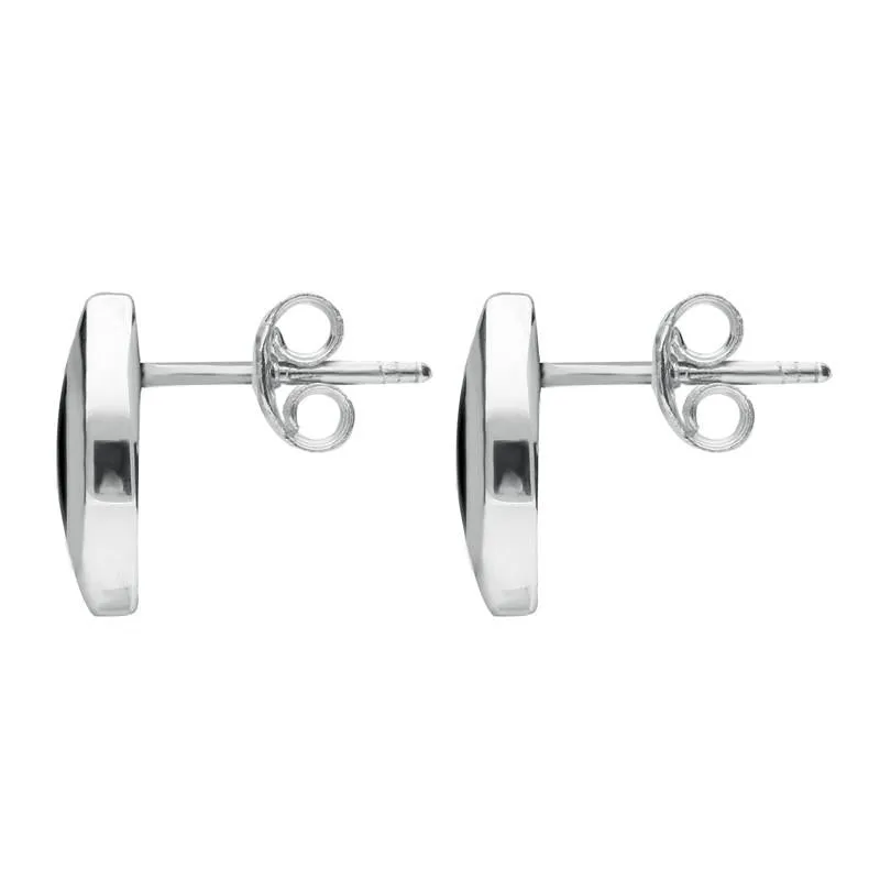 Sterling Silver Whitby Jet Framed Marquise Stud Earrings