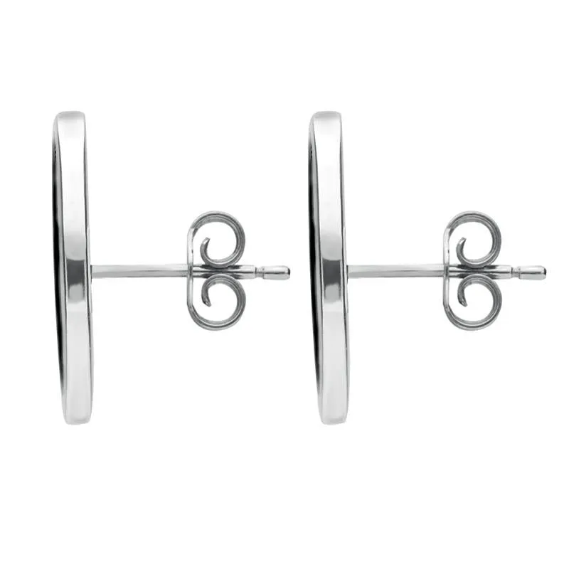 Sterling Silver Whitby Jet Framed Oval Stud Earrings