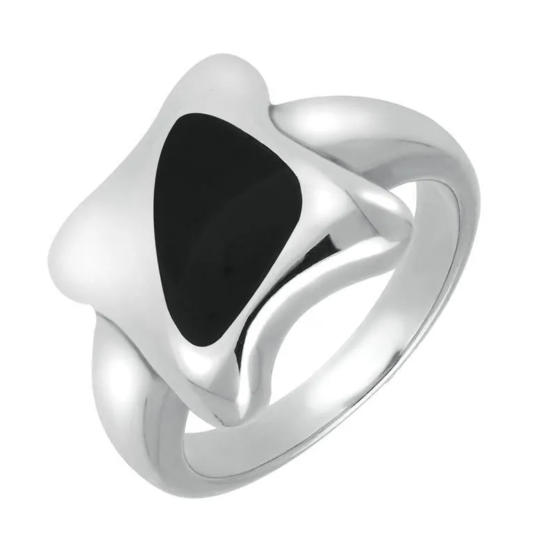 Sterling Silver Whitby Jet Freeform Star Shaped Ring