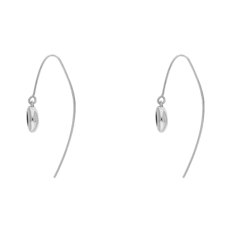 Sterling Silver Whitby Jet Heart Disc Drop Earrings