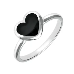 Sterling Silver Whitby Jet Heart Ring