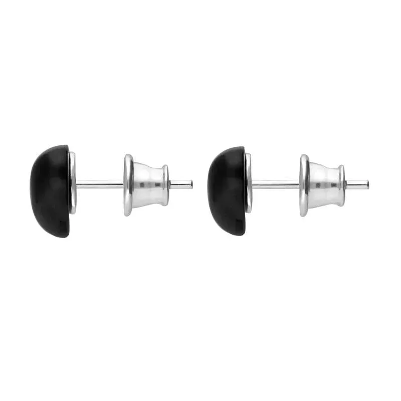 Sterling Silver Whitby Jet Heart Stud Earrings
