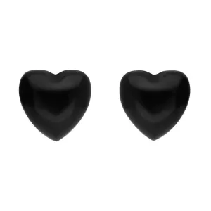 Sterling Silver Whitby Jet Heart Stud Earrings