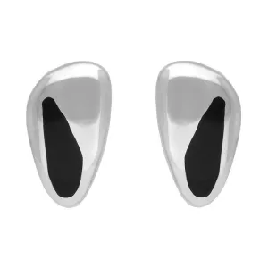 Sterling Silver Whitby Jet Heritage Freeform Stud Earrings