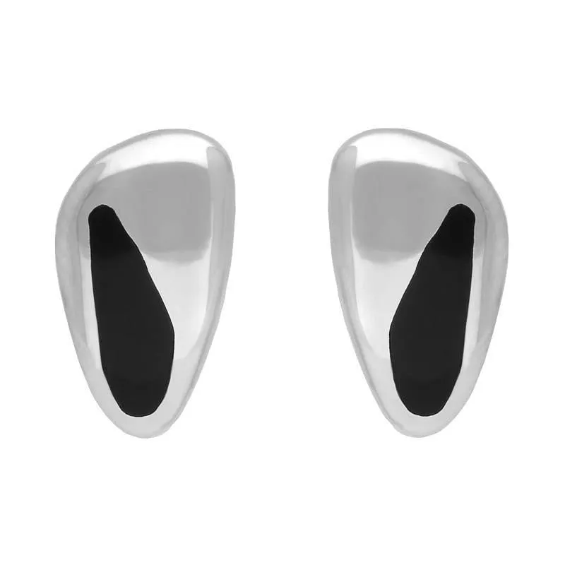 Sterling Silver Whitby Jet Heritage Freeform Stud Earrings