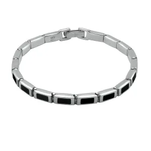 Sterling Silver Whitby Jet Heritage Petite Oblong Bracelet