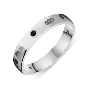 Sterling Silver Whitby Jet King's Coronation Hallmark 4mm Ring D