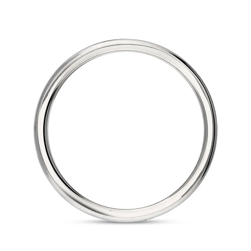 Sterling Silver Whitby Jet King's Coronation Hallmark 4mm Ring D