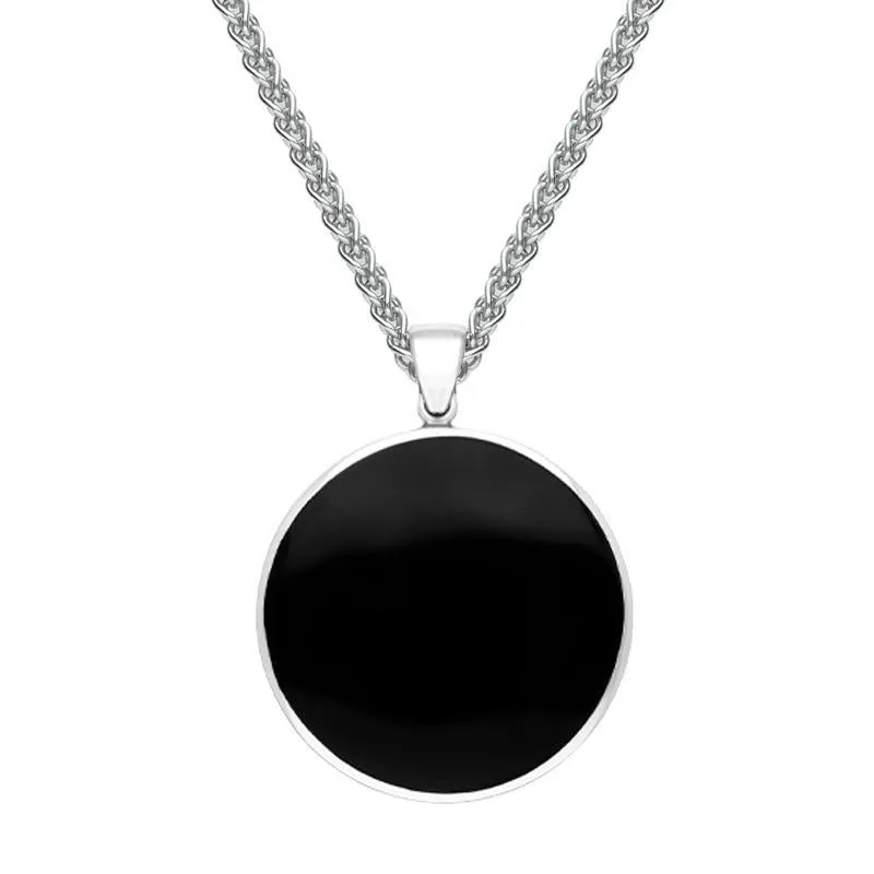 Sterling Silver Whitby Jet Large The Mission Logo Necklace