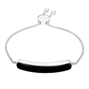 Sterling Silver Whitby Jet Lineaire Long Bracelet