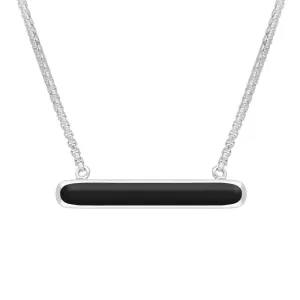 Sterling Silver Whitby Jet Lineaire Oval Pendant Necklace
