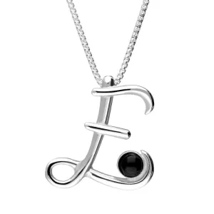 Sterling Silver Whitby Jet Love Letters Initial E Necklace