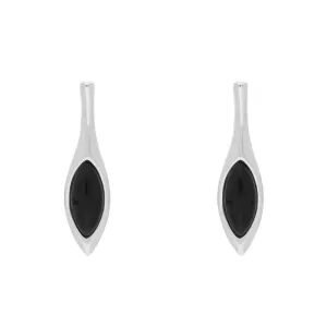 Sterling Silver Whitby Jet Marquise Drop Stud Earrings