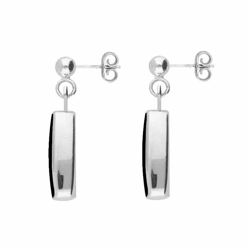Sterling Silver Whitby Jet Oblong Drop Earrings