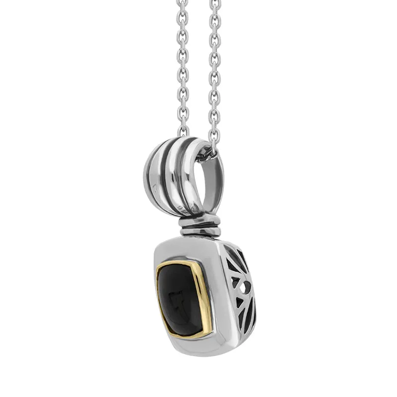 Sterling Silver Whitby Jet Oblong Necklace D