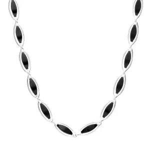 Sterling Silver Whitby Jet Open Edged Necklace