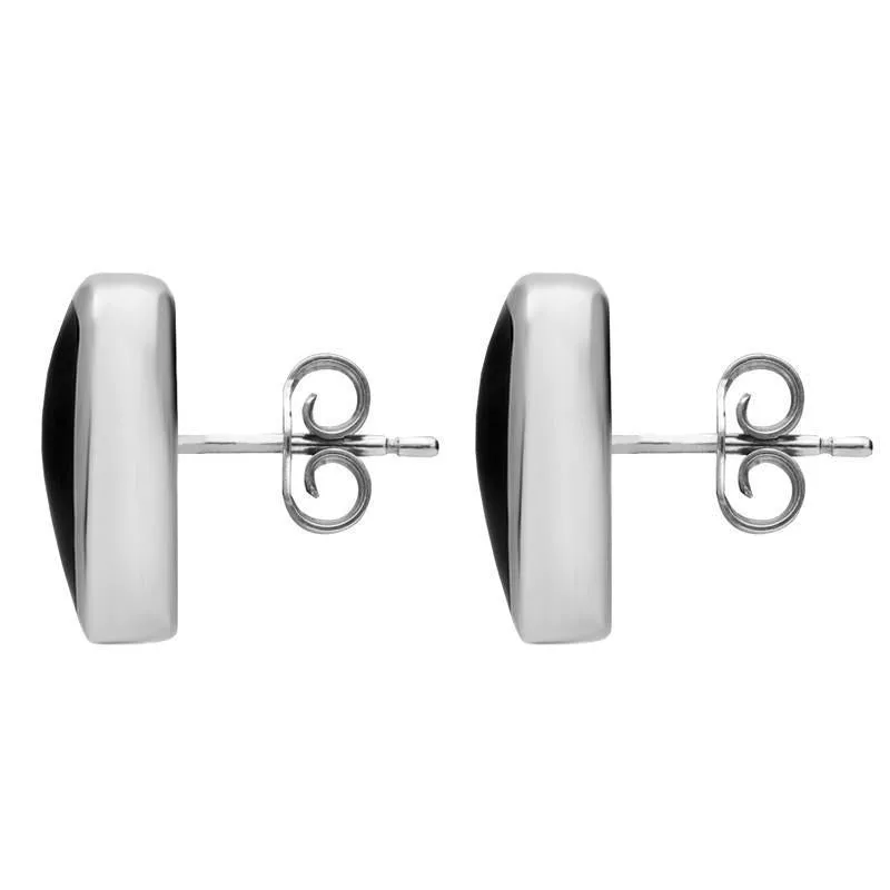 Sterling Silver Whitby Jet Organic Abstract Triangle Stud Earrings