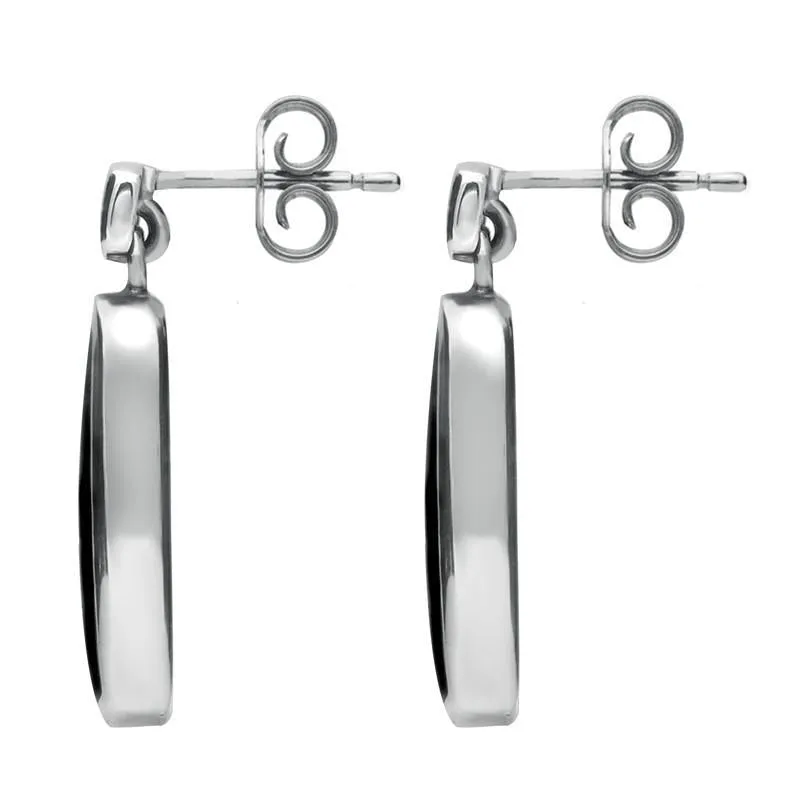 Sterling Silver Whitby Jet Organic Curved Drop Earrings