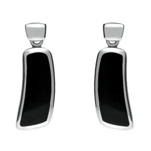 Sterling Silver Whitby Jet Organic Curved Drop Earrings