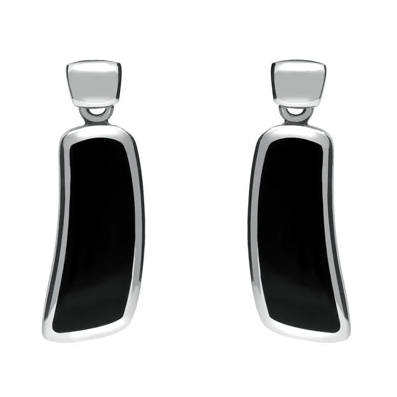 Sterling Silver Whitby Jet Organic Oblong Four Piece Set