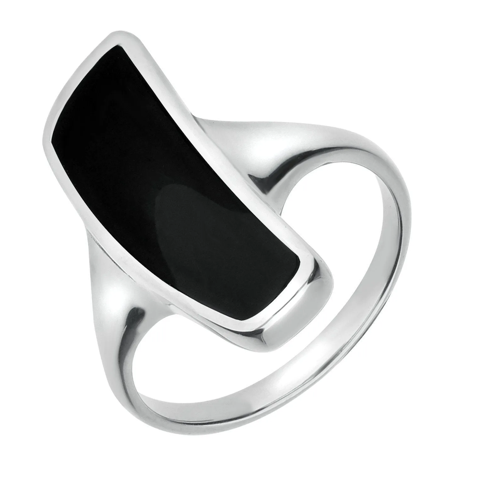 Sterling Silver Whitby Jet Organic Oblong Four Piece Set