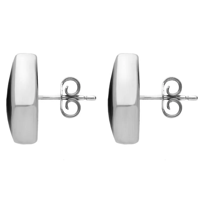 Sterling Silver Whitby Jet Organic Pentagon Shaped Stud Earrings