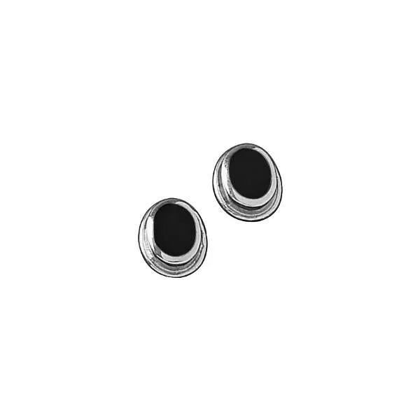 Sterling Silver Whitby Jet Oval Framed Edge Stud Earrings