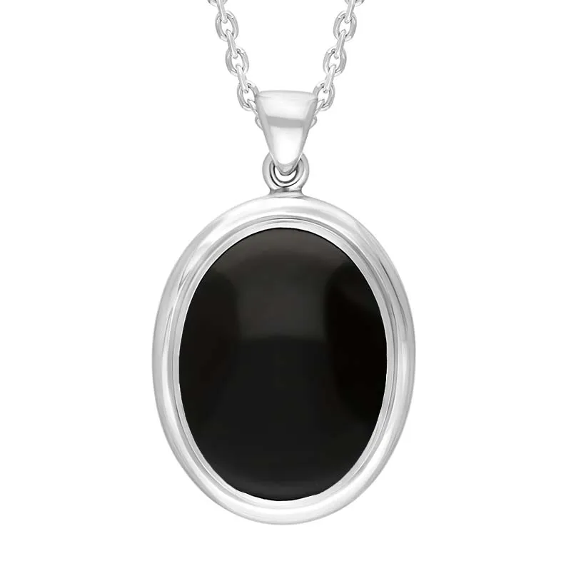 Sterling Silver Whitby Jet Oval Necklace