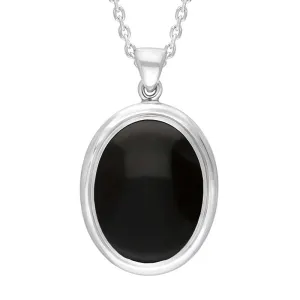 Sterling Silver Whitby Jet Oval Necklace