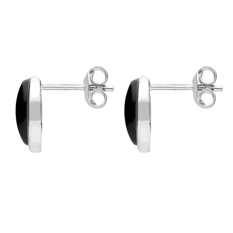 Sterling Silver Whitby Jet Oval Part Set Stud Earrings
