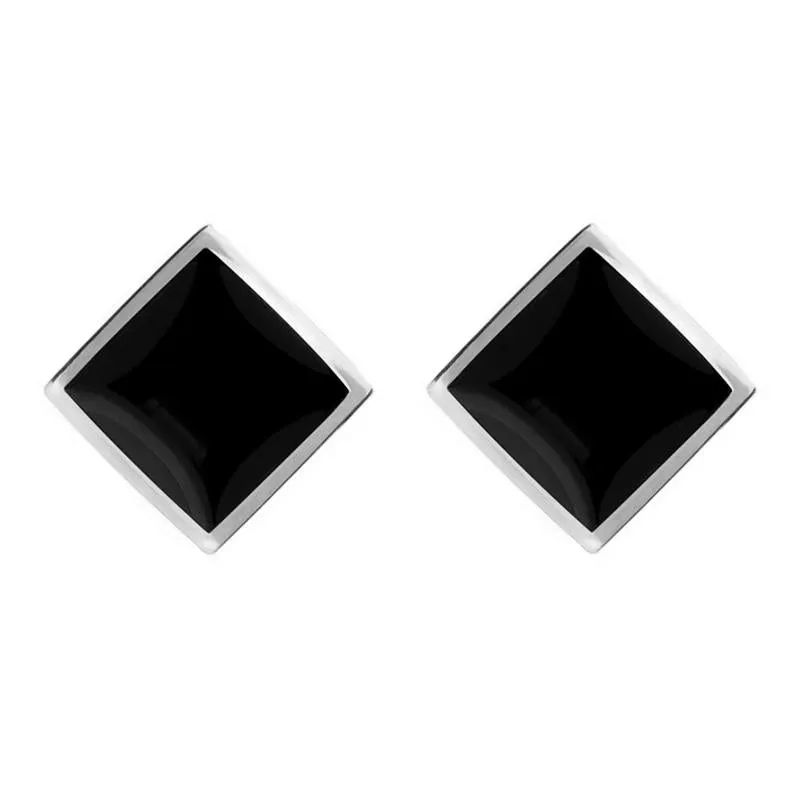 Sterling Silver Whitby Jet Rhombus Earrings
